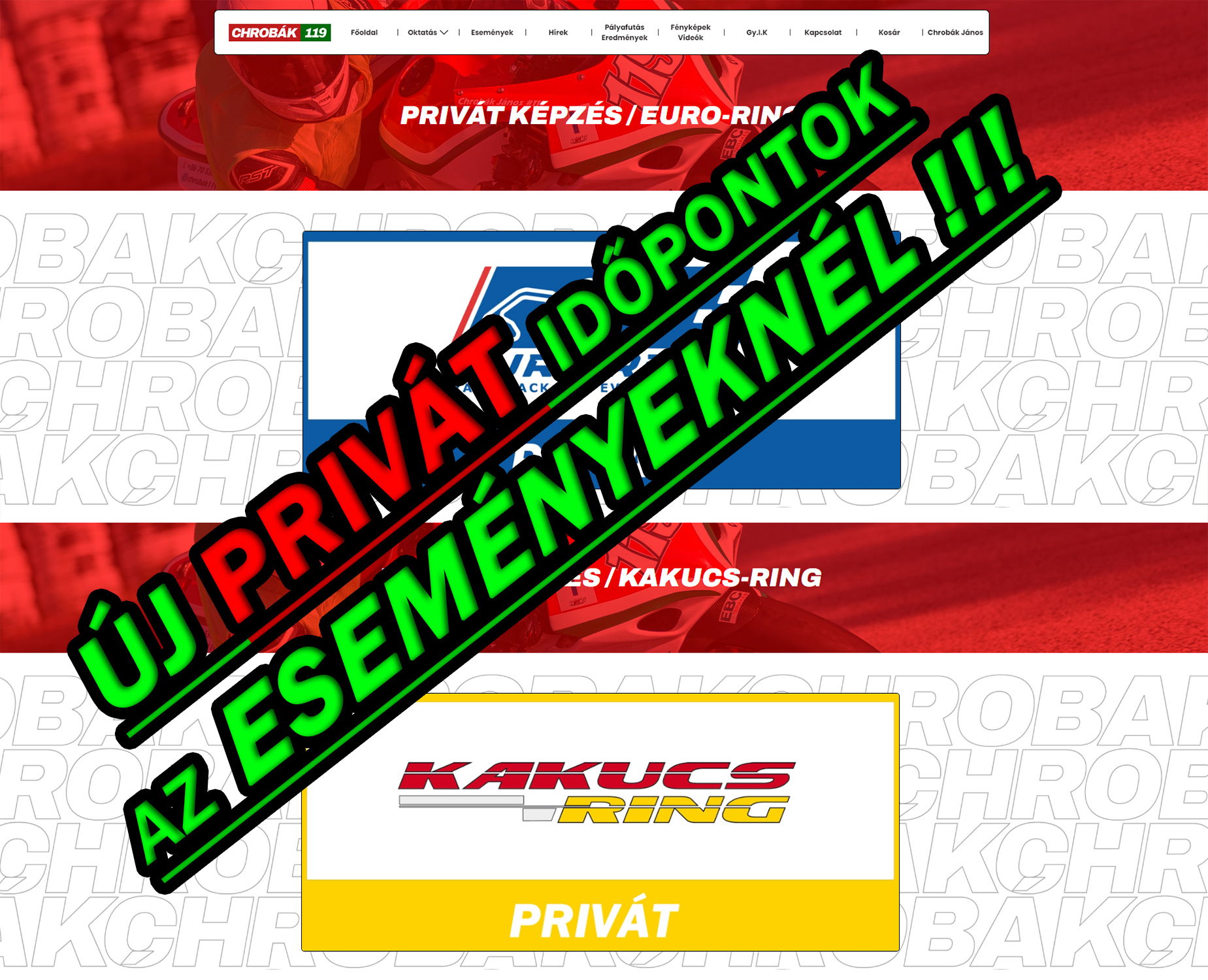 Felkerültek az oldalra a Kakucs-Ringes és az Euro-Ringes privát képzések időpontjai